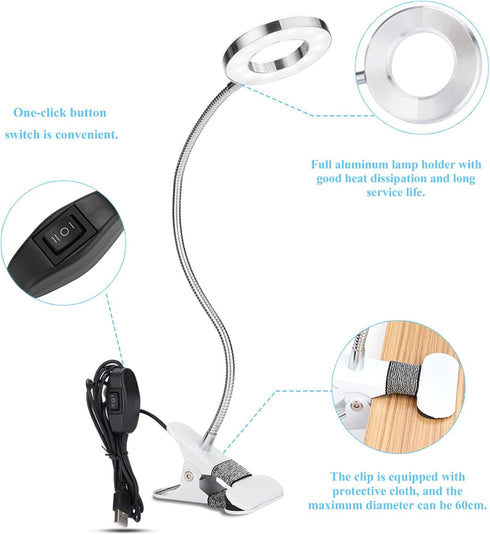 LED Magnifier with Clamp Lamp, Adjustable Magnifying Lamp, Rechargeable...