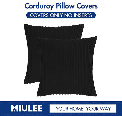 MIULEE Pack of 2 Corduroy Soft Soild Decorative Square Throw Pillow Covers Cushion Cases Pillow Cases for Couch Sofa Bedroom Car 18 x 18 Inch 45 x...