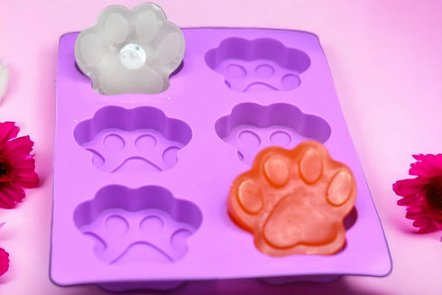 Puppy Dog Paw Silicone Mold Tray - Chocolate Candy Making, Oven to Freezer Safe - Food Grade, Homemade Treats, Ice-pops DIY - Set of 2 purple baki...