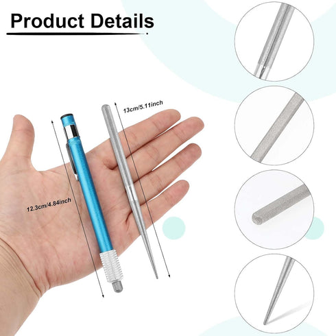 2PCS Retractable Serrated Knife Sharpener, Diamond Dual Head Sharpening Rod Portable Multifunctional Pocket Knife Sharpener for Kitchen Home Fishi...