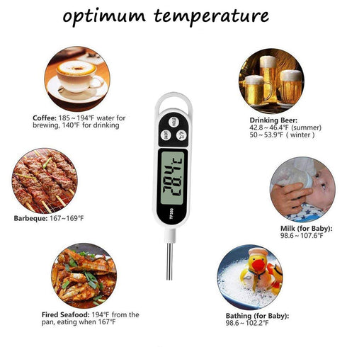 Digital Meat Food Thermometer for Cooking Kitchen BBQ, Probe Instant Read Thermometer with Long Probe for Candy Candle Milk Yogurt Deep Fry Roast ...