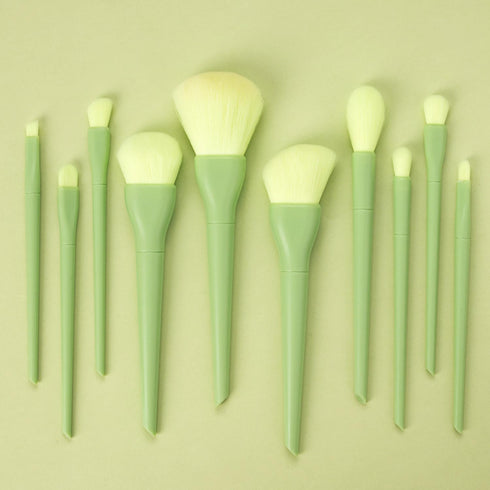 All in one Makeup Brushes kit for girls, 10 Pcs, Powder Brush, Foundation Brush, Blush Brush, Highlighting Brush, Eyeshadow Brushes (Shiny Green)...