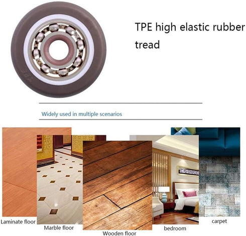 Mini Fixed Caster Wheels 1 inch Silent Ball Bearing Small Casters Wheels, Metal Top TPE Rubber Low Profile Caster Wheels for Furniture Rolling Cab...