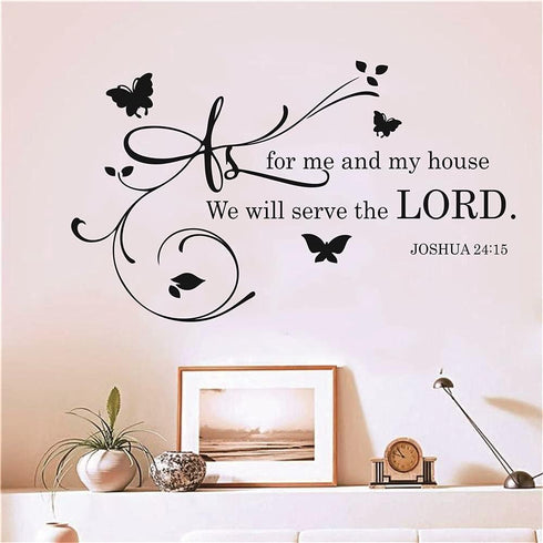 Joshua Quotes Wall Decal As for me and My House We Will Serve The Lord Bible Verse Lettering Wall Sticker Removable Mural for Living Room Kids Roo...