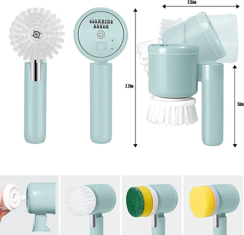 Electric Spin Scrubber, Folding Electric Cleaning Brush for Bathroom Rechargeable Shower Scrubber Power Scrubber Cordless with 3 Replaceable Clean...