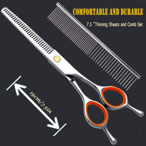 AIRY 7.5" Professional Thinning Shears Dog Grooming Blending Scissor, 20%-30% Thinning Rate Pet Grooming Thinner Blender Shears Set Includes No Tr...