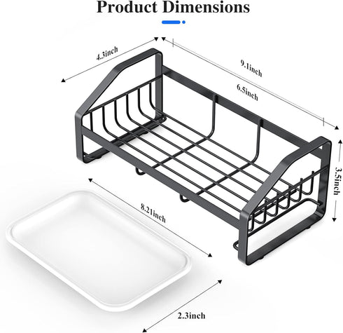 Sink Caddy, Sponge Holder for Kitchen Sink, Kitchen Bathroom Sink Organizer, 304 Stainless Steel Kitchen Countertop Organizer Soap Tray with Remov...