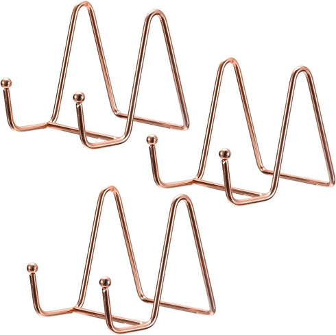 uxcell Plate Stand for Display, 3Pcs 3 Inch Iron Easel Plate Holder Display Stands Metal Decorative Plates for Picture Photo Book, Rose Gold...