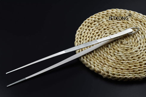 JETKONG 12-Inch Kitchen Tweezers Fine Tweezer Tongs Extra-Long Stainless Steel Cooking Tweezers...