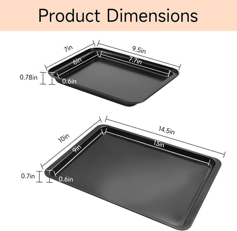 Toaster Oven Pan Set of 2, Nonstick Baking Sheets Pan with Rimmed Edge Baking Tray, Cookie Sheet for Baking Replacement Tray Non-Toxic & Easy Clea...