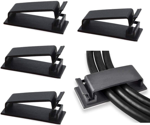 SOULWIT 50Pcs Self Adhesive Cable Management Clips, Cable Organizers Wire Clips Cord Holder for TV PC Ethernet Cable Under Desk Home Office (Black...