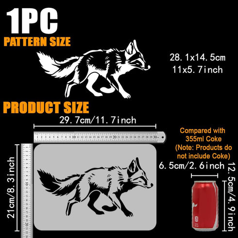 FINGERINSPIRE Running Fox Stencil for Painting 8.3x11.7inch Plastic PET Fox Pattern Drawing Template Hollowed Walking Fox Painting Stencil Decorat...