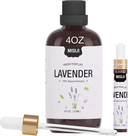 Essential Oils-MISIJI Lavender Essential Oils for Diffuser for Home 4FL.OZ Plus 0.33,Diffuser Oils Scents for aromatherapy,Laundry,Candle&Soap Mak...
