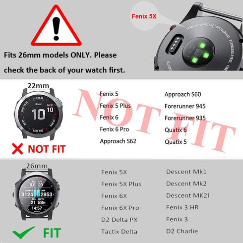 ANCOOL for Fenix 7X/Fenix 6X/Fenix 5X/Fenix 8 51mm Watch Band 26mm Quickfit Bands Compatible with Fenix 6X Pro/7X Pro/5X Plus/3/Descent MK 2/2i/MK...