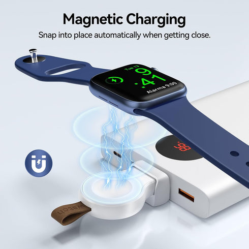NEWDERY Charger for Apple Watch Portable iWatch USB Wireless Charger, Travel Cordless Charger with Light Weight Magnetic Quick Charge for Apple Wa...