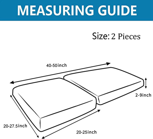 PU Leather Sofa Cushion Covers Sofa Seat Slipcover with Elastic Bottom Waterproof Furniture Protector for Settee Seater Replacement, Set of 2 (2 P...