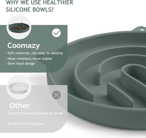 Coomazy Silicone Slow Feeder Dog Cat Bowls, Interactive Puzzle Toy for Pets Food Training, Keeps Dogs Cats Busy, Prevents Puppy Kitty Overeating (...