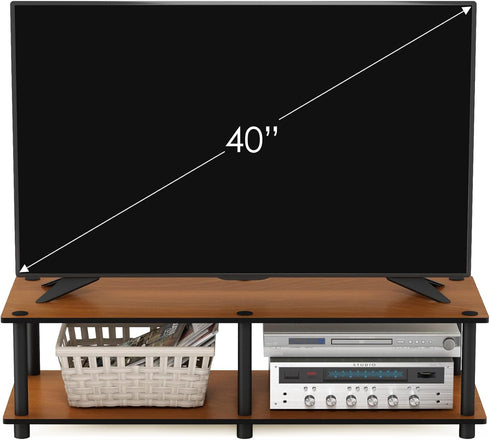 Furinno Just No Tools Wide Light Cherry Television Stand with Black Tube...