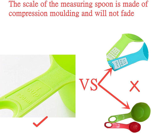 12-piece plastic measuring cup and spoon, measuring cup and spoon set, set colors for kitchen cooking and bathing (color random)...