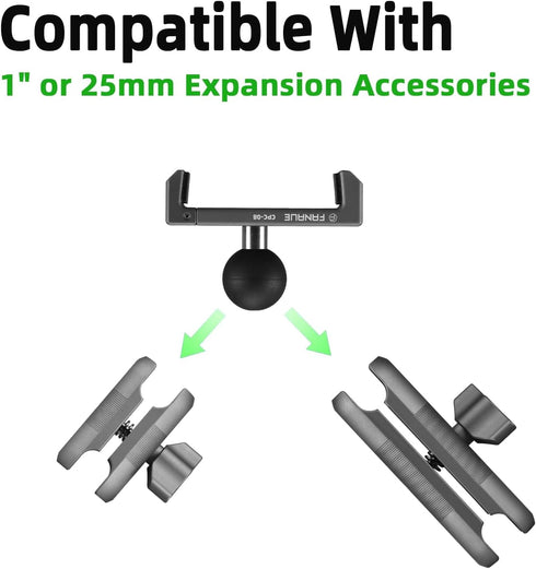FANAUE Phone Holder Aluminum Alloy with 1'' Ball for Smartphones with a Width of 2.3" to 3.7", Compatible with RAM Mounts B Size Double Socket Arm...