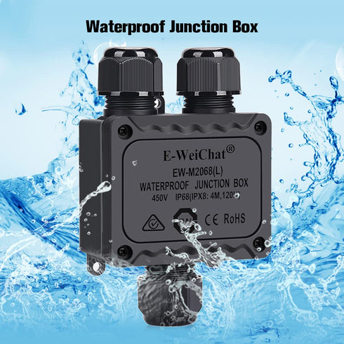 Junction Box Outdoor Waterproof Electrical Box, 3 Way Plug Line Plastic External Junction Box, Electric Power Cord Boxes Suitable for Outdoor Ligh...