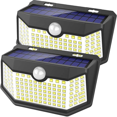 HMCITY Solar Lights Outdoor 120 LED with Lights Reflector and 3 Lighting Modes, Motion Sensor Wall Lights,IP65 Waterproof Solar Powered for Garden...