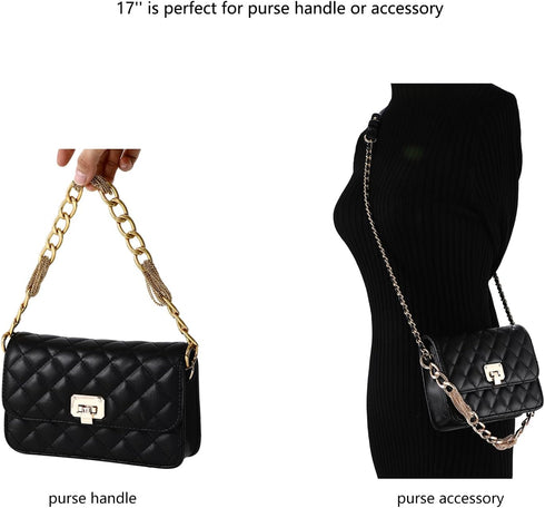 Classy Metal Tassels Bag Chains Purse Handles Shoulder Strap Replacement Charms Accessories (Antique Gold Big 17'')...