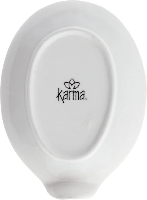Karma, Boho Spoon Rest, Black and White Ceramic Spoon Rest, Ceramic Spoon Rest for Countertop, Cat...