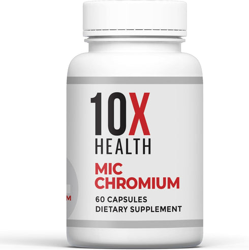 10X Health MIC Chromium Supplement with Choline, Inositol & L Methionine - 60 Capsules...