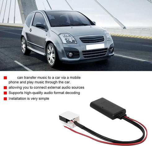 Acouto Car Radio Adapter Cable Black Plastic 12Pin Bluetooth Module Wireless Radio Stereo Aux Cable Adapter Aux Cable Stereo Adapter Cable...