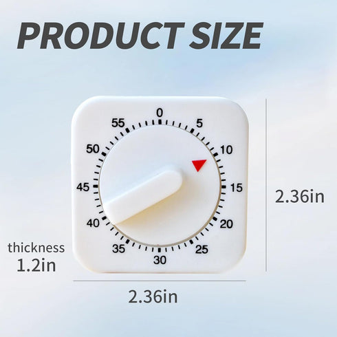 Square 60 Minute Mechanical Kitchen Timer - Visual Kitchen Cooking Timer Clock with Loud Alarm - No Batteries Required - Ideal for Cooking, Baking...