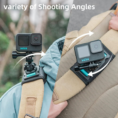 Backpack Shoulder Strap Mount with Adjustable Ball Joint and Shoulder Pad Compatible with GoPro Hero 12 11 10 9 8, DJI Action 4/3, Insta360 and Mo...
