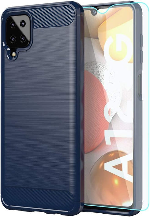 yuanming for Galaxy A12 Case,with HD Screen Protector,Shock-Absorption Flexible TPU Bumper Cove Soft Rubber Protective Case for Samsung Galaxy A12...