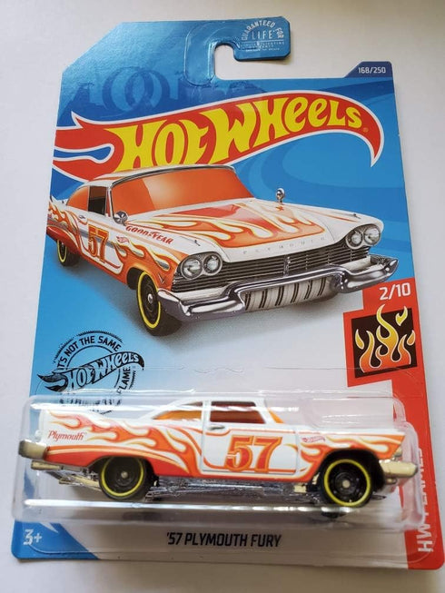 Hot Wheels 2020 Hw Flames '57 Plymouth Fury, White 168/250...