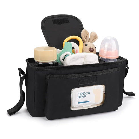 Accmor Universal Stroller Organizer with Insulated Cup Holder and Shoulder Strap, Stroller Caddy Bag Stroller Cup Holder Attachment for Uppababy, ...