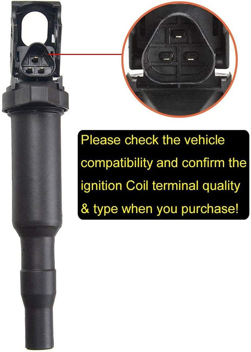 FAERSI Pack of 1 Ignition Coil Compatible with BMW 325i 325Ci 328i 330Ci 335i 525i 528i 530i 535i 545i 745Li X3 X5 M5 M6 Z4- Replaces 0221504470...
