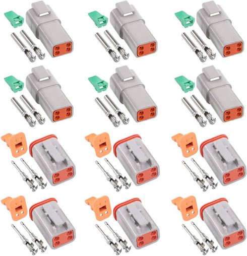Glarks 54Pcs 4 Pin Way Sealed Gray Male and Female Auto Waterproof Electrical Wire Connector Plug 22-16AWG Connector for Motorcycle, Scooter, Car,...