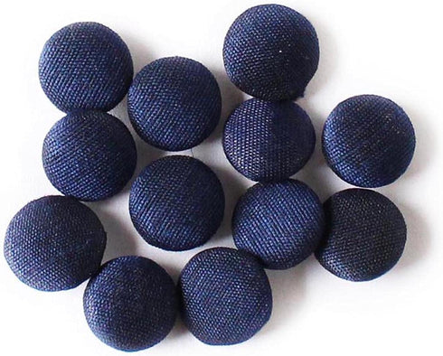 Round Button Decorative Dupion Fabric Covered Handmade 12 Buttons for Sewing Scrapbooking Craft -2.5 cm (Navy Blue)...