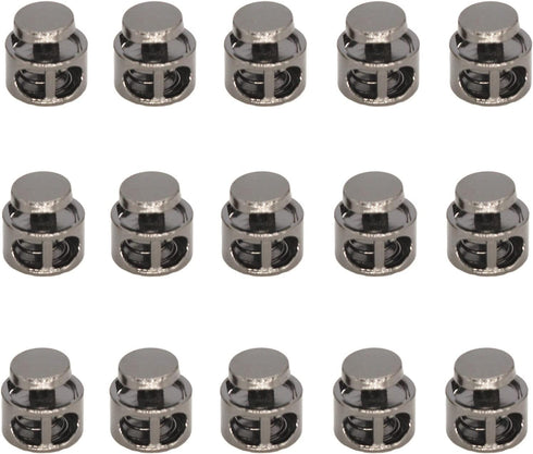 Metal Cord Locks for Drawstrings Round Cord Stopper Gunmetal Double Hole Spring Clasps Toggle Fastener Elastic Buckle for Shoelaces, Paracord, Bag...