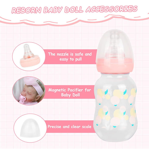 CHAREX Reborn Baby Doll Accessories Fake Feeding Bottle Sealed Matching Putty Magnetic Pacifier Baby Girl...