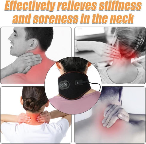 Portable Heating Pad for Neck with Massager Heated Neck Wrap for Neck Pain Relief 3 Adjustable Temperature and 4 Massage Modes Hot Compress Neck T...
