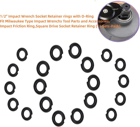 1/2" Impact Wrench Socket Retainer rings with O-Ring Fit Milwaukee Type Impact Wrenchs Tool Parts and Accessories,Impact Friction Ring,Square Driv...