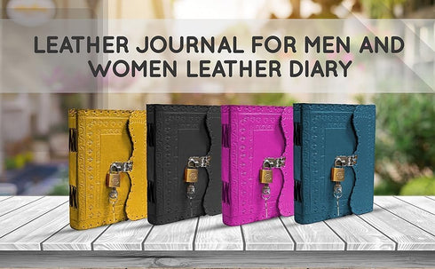 TUZECH Leather Journal for Men and Women Diary to Write Poems,Sketchbook Book of Shadows, Record Keeping Notebook Personal Memoir with Lock and Ke...