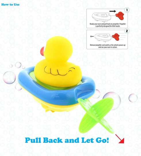 Dollibu Boat Racer Buddy, Fun Educational Bath Toy Finger Puppet Pull and Go Water Racing Lake Pal for Shower Pool Bathtub Swim Hard Surfaces for ...
