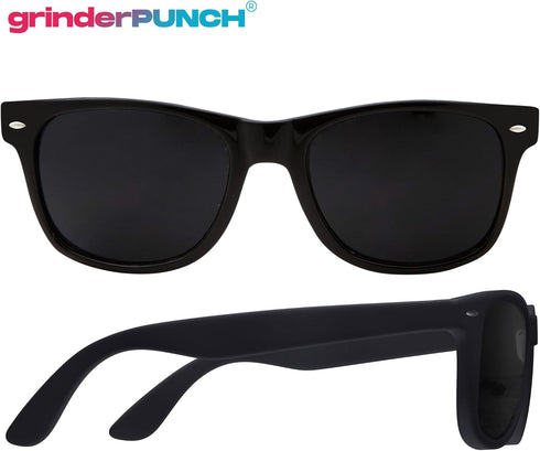 grinderPUNCH Super Dark Black Lens Men's Sunglasses Retro Classic 80's Stylish Trendy Shades...