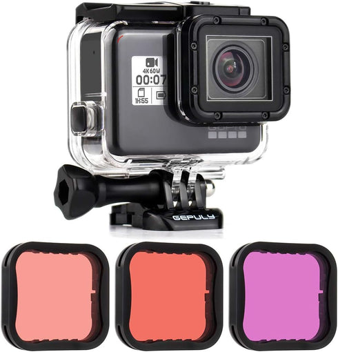 Waterproof Housing Case with Dive Filter for GoPro Hero 7 Black, Hero 6 Black, Hero 5 Black, Hero (2018) Camera - 45 Meters Underwater Photography...