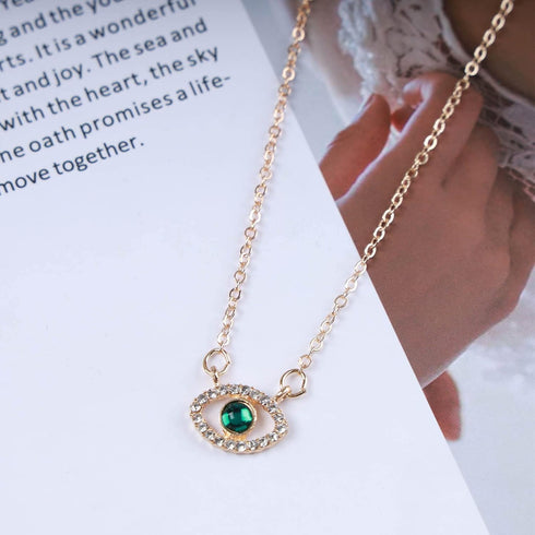 Bohemian Emerald Evil Eye Pendant Necklace Gold Crystal Eye Necklace Chain Green Cz Devil Eye Choker Necklace Paved Rhinestone Demon Eye Necklace ...
