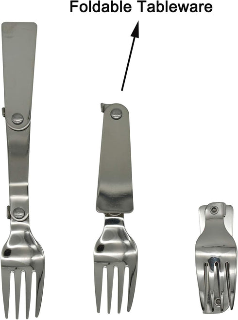 Maydahui 2PCS Folding Spoon and Fork SUS 18/10?304?Stainless Steel Spork Portable Camping Cutlery Multi-Functional Foldable Fruit Forks for Outdoo...