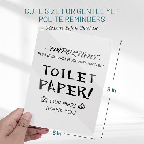 Airbnb Essentials For Hosts - 6"x8" Acrylic Do Not Flush Sign For Bathroom, Cute & Gentle Restroom Toilet Sign, Funny Bathroom Signs (Ready to Han...