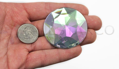 50mm Extra Large Flat Back Round Acrylic Rhinestones Plastic Circle Gems for Costume Making Cosplay Jewels Pro Grade Embelishments - 4 Pieces (Cry...